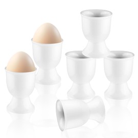6 Pcs Ceramic Egg Cups Porcelain Egg Stand Holders for Soft Boiled Eggs Breakfast Party Dinning - White