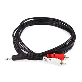 Monoprice 100665 Stereo Plug/2 RCA Plug Cable, 3.5mm, 6-Inch, Black