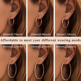 MILACOLATO 6 Pairs of Clip Hoop Earrings for Women Fake Ear Piercing Hoop Earrings Set for Non-Piercing Earrings Jewellery, 6 Sizes Clip On Hoop Earrings Silver Gold Rose Gold 30/40/50 mm, Copper