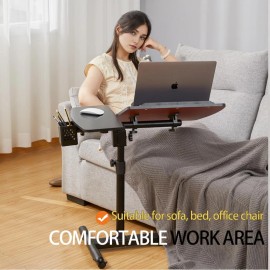 Hovadova Overbed Table WheelsHeight Adjustable Over Bed Bedside Desk 2 Tilting Desktops M