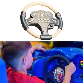 Milageto Simulated Steering Wheel Musical Activity Early Learning Portable Driving Controller Pretend Driving for Girl Boy Baby Infant, blue