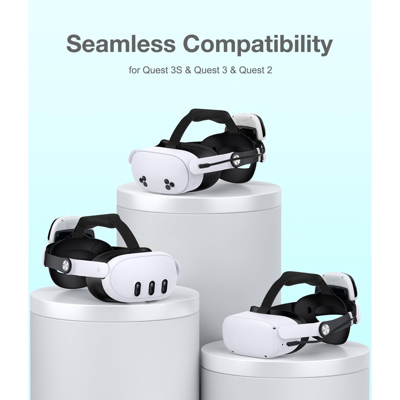 Battery Head Strap for Quest 3S/Quest 3/Quest 2, Hot-Swappable Battery