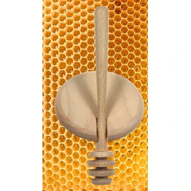 efo Honey Dipper with Jar Cover - Set of Organic Wooden Honey Spoon and Lid for Large Jar - Specialistic Honey Drizzler with Great Fitted Cover for Honey Pot