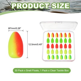 YELARXI Fishing Foam Floats, Snell Fishing Rig Floats Strike Indicators with Clear Tackle Box, 0.3" D x 0.5" H Fit for Perch Carp Bass Fishing Cork Saltwater Freshwater (30 Pack, Multicolor)