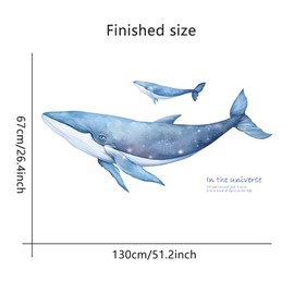 Condessacity Wall Sticker Sea Life Stylish Large Whale Cute Blue Animal Wall Sticker Living Room Rental Bedroom Wall Sticker TV Background Wall Decor Wall Sticker Bedroom Decoration Bathroom