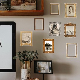 HOMSFOU Vintage Photo Frames Wall Stickers 8pcs Family Picture Frame Wall Decor Stickers DIY Wallpaper Removable
