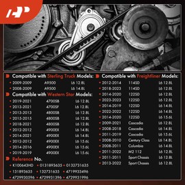 A-Premium Heavy-Duty Serpentine Drive Belt Compatible with Freightliner M2 112 2011-2012 12.8L - Replace 0131893635