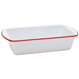 Crow Canyon Home Enamelware Loaf Pan, 9 x 5 inches, Vintage White/Red
