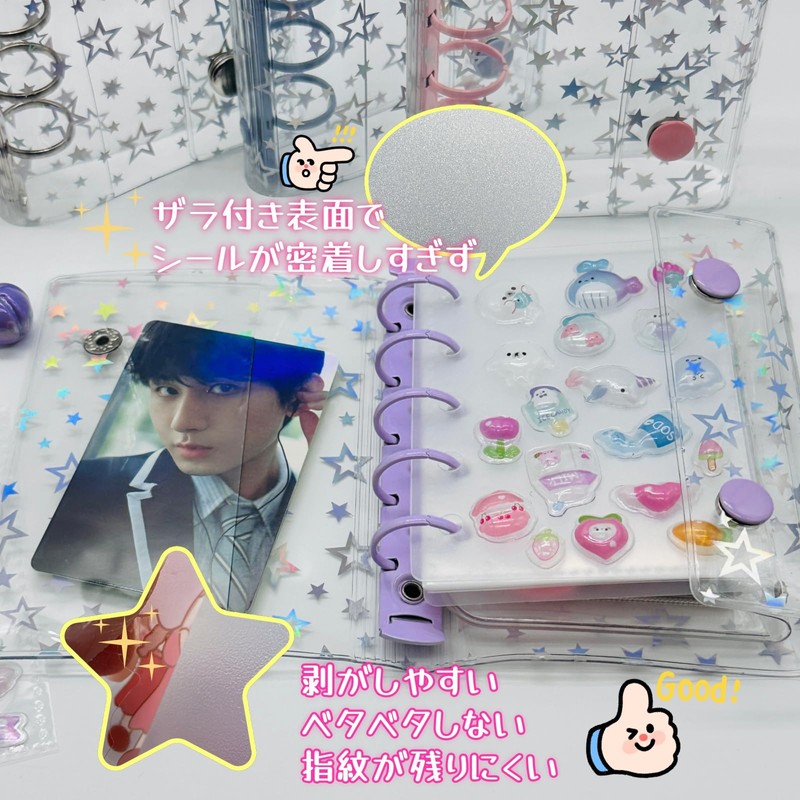 Muratuki Transparent Binder, Star Pattern, Seal Storage Notebook, M5, Plastan,