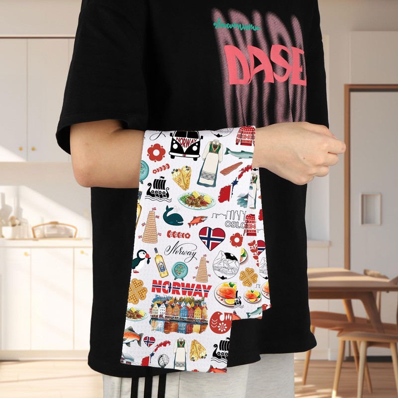 G2TUP Norway Kitchen Towels Norway Landmarks Gift Norwegian Kitchen Towels
