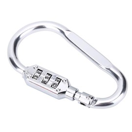 MAGT Combination Lock, D Type Padlock Travel Bag Luggage Lock Carabiner Suitcase Lock for Outdoor (Color : Silver)