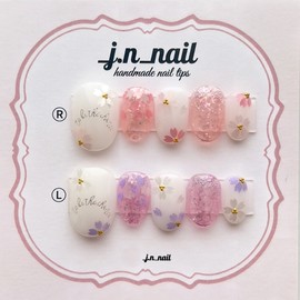 Spring flower handmade nail tips |Cherry blossoms, flowers|- Round / 봄꽃 수제네일팁 |벚꽃, 꽃| - 라운드