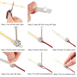 MSDUSA 10 Pack LED Connector LED Strip connectors Strip to Wire Fast connectors Screw Block Wiring Terminal Suit for 8mm/10mm COB and 10mm SMD3528 2835 5050 Strip Light(Single Color)