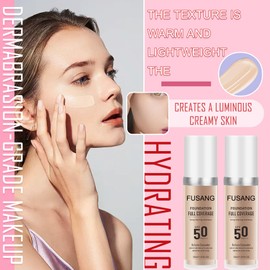 2PCS Color Changing Foundation,Full Coverage Foundation Long Lasting Flawless Liquid Foundation Set with 2 Cosmetics Sponge,Non-Greasy Liquid Cover Concealer Foundation Nude Makeup Base 30ml C