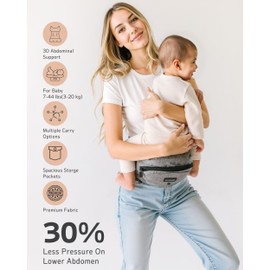 Pandanling - Baby Hip Seat Carrier with Extender - Mom's Choice Award Winner, Safety Certified Baby Hip Carrier, Ergonomic Carrier for Newborns & Toddlers 3-20 kg (Grey)