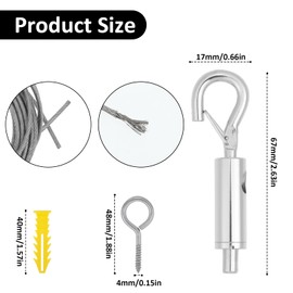 Picture Hanging Wire Adjustable Wire for Hanging Heavy Mirror 5m x 2mm Mirror Frame Hangings Kit with D Ring 4 Expansion Screws 4 Pcs Screws Self Tapping Eye Heavy Duty Stainless Steel Rope for Lamps