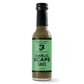 Butterfly Bakery of Vermont - Garlic Scape Sauce, Zesty, No-Heat Hot Sauce - Made with Vermont-Grown Scapes & White Vinegar for Dips, Dressings, & Marinades - Vegan & Vegetarian, 5 fl oz