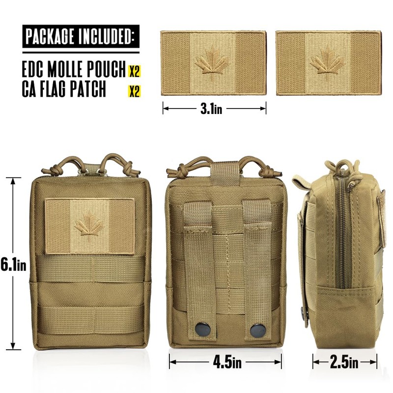 WYNEX 2 Pack Molle Pouches, Tactical EDC Utility Pouch Compact