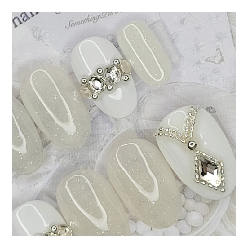 Wedding Clear Handmade Nail Tips - Stiletto M / 웨딩