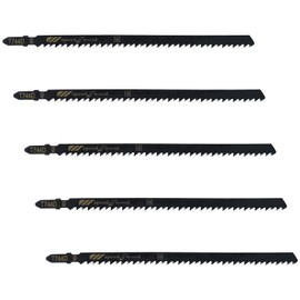 Qjaiune 5Pcs T744D T-Shank Jigsaw Blades, 7 Inch Long Jigsaw Blades High Carbon Steel Jig Saw Blade for Quick Cutting Wood Plywood Hardwood PVC Plastic