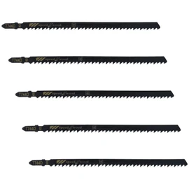 Qjaiune 5Pcs T744D T-Shank Jigsaw Blades, 7 Inch Long Jigsaw Blades High Carbon Steel Jig Saw Blade for Quick Cutting Wood Plywood Hardwood PVC Plastic