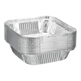 sourcing map 30pcs Aluminum Foil Pie Pans 4.7" Square Disposable Non-Stick Baking Pans for Pies Quiches Tarts Baking Cooking Reheating Parties, Silver