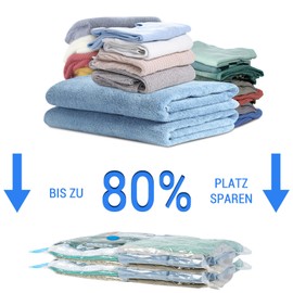 Chuner 10er Set Vakuumbeutel für Kleidung 70x50cm, PA & PE Material, 80% Platz Sparen Vakuum Kleiderbeutel Wiederverwendbare Vacuum Bags for Clothing, Handpumpe Enthalten