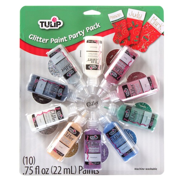 Tulip 31287 22 ml 3D Xmas Glitter Paint Set (Pack of 10)