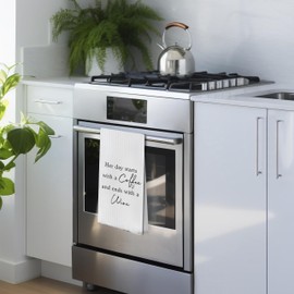 Geqtt Coffee Wine Dish Towels - Coffee Gifts Waffle Weave Kitchen Towels, Wine Gifts Decorative Hand Towels, Coffee Wine Lover Gifts Tea Towel (16×24 Inches)