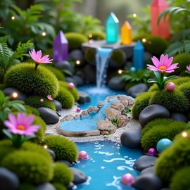 Yxinjy Blue Miniature Mini Water Pool DIY Fairy Garden Lawn Ornament Outdoor Statues for Mountain Dollhouse Decor Craft Fairy Garden Waterfall Fake Water