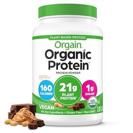 Orgain Organic Vegan Protein Powder, Chocolate Peanut Butter - 21g Plant Protein, 6g Prebiotic Fiber, Low Net Carb, No Lactose Ingredients, No Added S