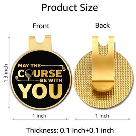 Hafhue May The Course Be with You Black Gold Golf Ball Marker with Hat Clip, Funny Golf Accessories and Golf Gifts for Men Women Mom Dad Grandpa, Birthday Gifts for Golf Fan Golfer Golf Lover