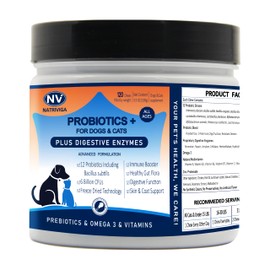 NATRIVIGA Freeze-Dried Probiotics for Dogs with Enzymes, Omega-3 & Zinc - 6B CFUs, 12 Strains + Prebiotics for Gut, Skin & Coat, Immune & Sensitive Stomach Support - Chicken Flavor, 120 Chews