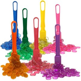 MR CHIPS Made in USA 7 Magnetic Wands and 700 Magnetic Bingo Chips Set Blue, Red, Green, Yellow, Purple, Orange, Pink