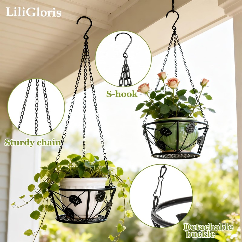 2 Pack Metal Plant Hanger with Ceiling Hook – Heavy