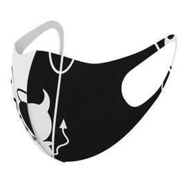 Smakore 007761 Design Mask, Set of 2, Polyester, Washable, Cloth Mask, Unisex, Unique Black and White, Angel, Devil Black