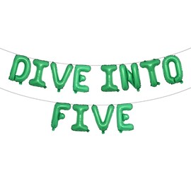 RUIANSI Dive Into Five Birthday Decorations, Ocean Theme Birthday Party Decorations Boys Girls Under The Sea 5th Birthday Decorations,Ocean Animal Balloons Fifth 5 Year Old (DIVE INTO FIVE Green)