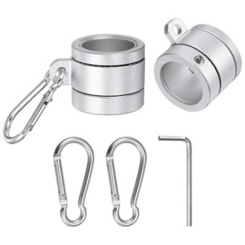 sourcing map 2pcs Flag Pole Rings, Aluminum Alloy Flagpole Rings with Bearings, 360 Degree Tangle Free Flag Pole Clips with Hook for 0.75-1.0" Diameter Flagpole (Silver)