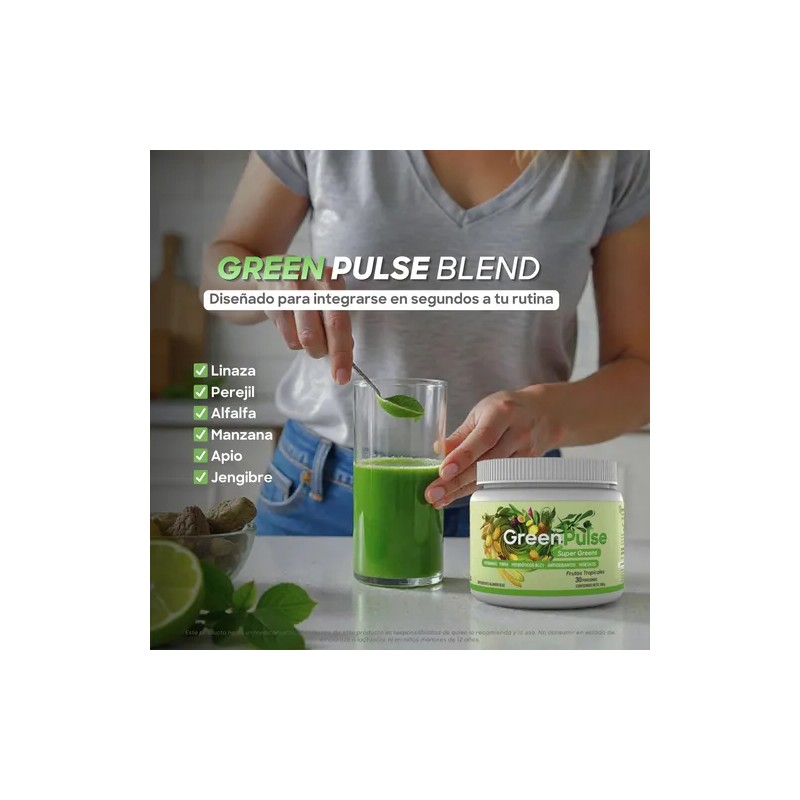 Greenpulse Super Greens | Jugo Verde Con Probióticos Y Fibra