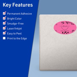 Avery Printable Oval Labels with Sure Feed Technology, 4-1/4" x 2-1/2", Bright Pink Labels, Laser/Inkjet, 60 Total, Great for Packaging Labels and Candle Labels