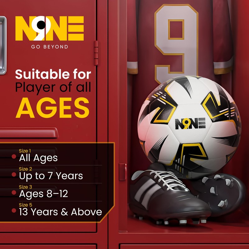 NINE Premium Quality Footballs Striker - Size 3, 4, 5