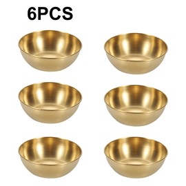 6 pieces gold stainless steel snack bowls, gold mini dip bowls, gold round dip bowl, stainless steel mini dip bowls, round stainless steel sauce bowls, mini bowl, sauce bowl for dipping sauces