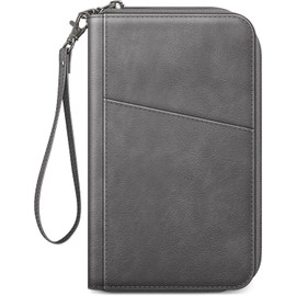 Fintie Cartera para pasaporte familiar para 5 personas, gran capacidad, bloqueo RFID, organizador de documentos de viaje, bolsa de mano con soporte para bolígrafo, tarjetas de crédito, funda