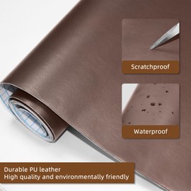 CHEIGHY Self-Adhesive Leather Repair Patch Kit for Furniture, Sofas, Car Seats, Chairs, Shoes - 17x79 Inch Light Brwon PU Leather Repair Tape for Couch (Waterproof, Durable, Easy to Use)