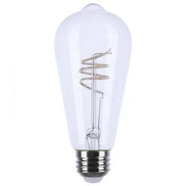Satco S11520 LED Bulb, ST19, 6W (40W Eq), 2700K Warm White, Flex Gray Coil Filament, Medium Base E26, Dimmable, 500 Lumens, Clear Glass, Vintage Style, 120V, Enclosed Fixture Rated