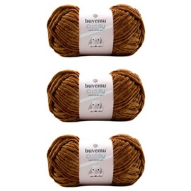 Cuddly - Hilo de chenilla de terciopelo, súper suave y esponjoso, voluminoso, para tejer a ganchillo, manta Amigurumi, duradera para desprenderse, 100 gramos (3 madejas) 100 metros (café) (3 madejas)