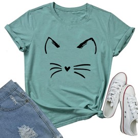 LOOKFACE Women Graphic T Shirts Cute Tees Light Green Large