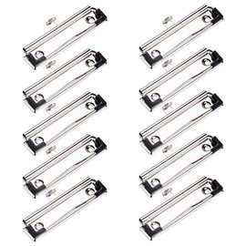 Gativs Pack of 10 Clipboard Clip Metal Clipboard Clip Flat Metal Clipboard Clip Clipboard Clip Hole for Hanging with Rubber Handle for Office Classroom