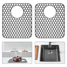 Snuggery 2PCS Silicone Sink Protector 12"x14" Rear Drain Hole, Heat Resistant Non-slip Dishwasher Suitable, Large Mat for Bottom of Farmhouse Kitchen Stainless Steel Sink