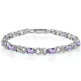 Ice Gems Sterling Silver Genuine or Created Gemstone Infinity Tennis Bracelet, Metal, Amethyst